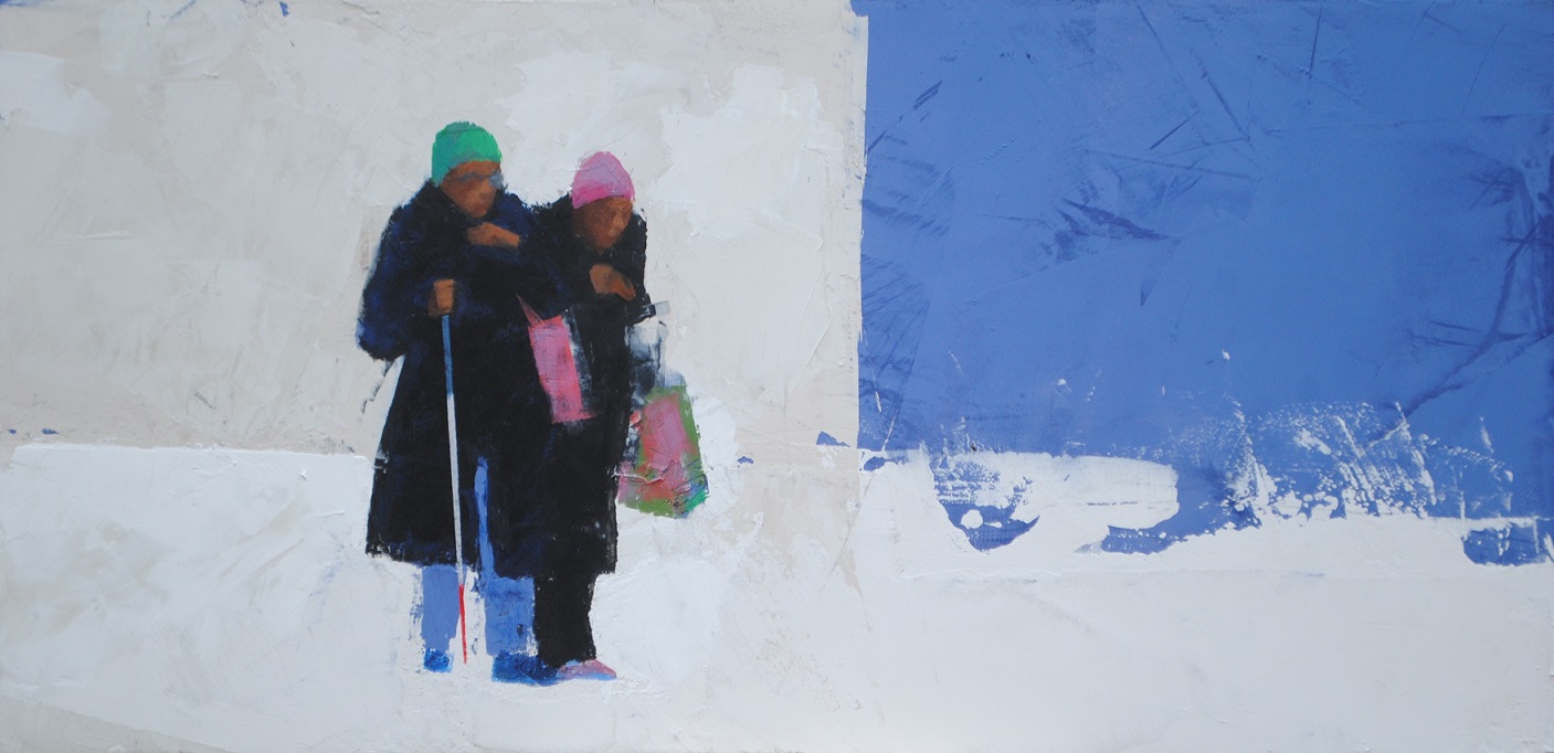 two women walking